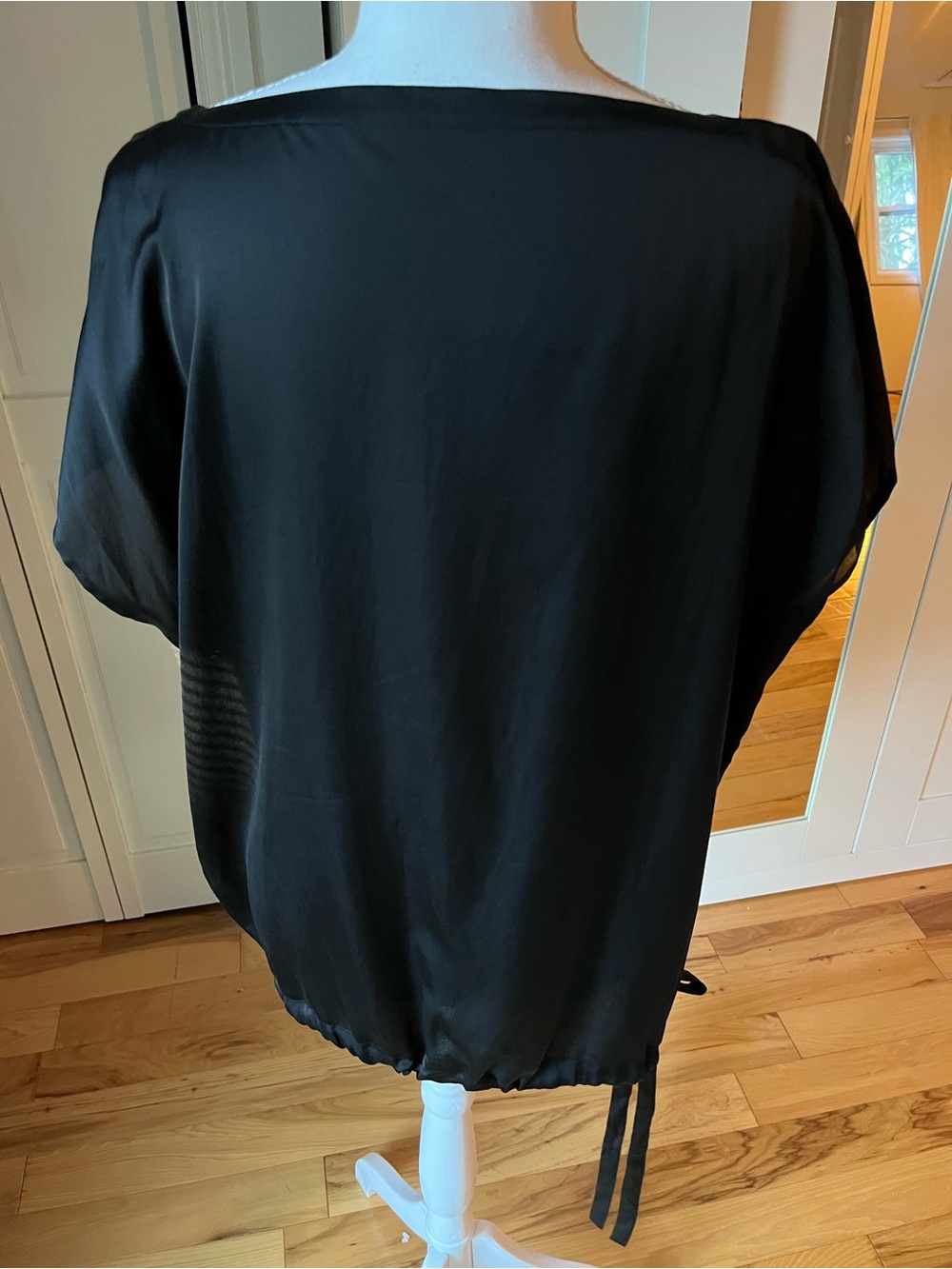 Eileen Fisher Black Silk Cotton Bateau Neck Top | Size Large - Picture 2 of 8